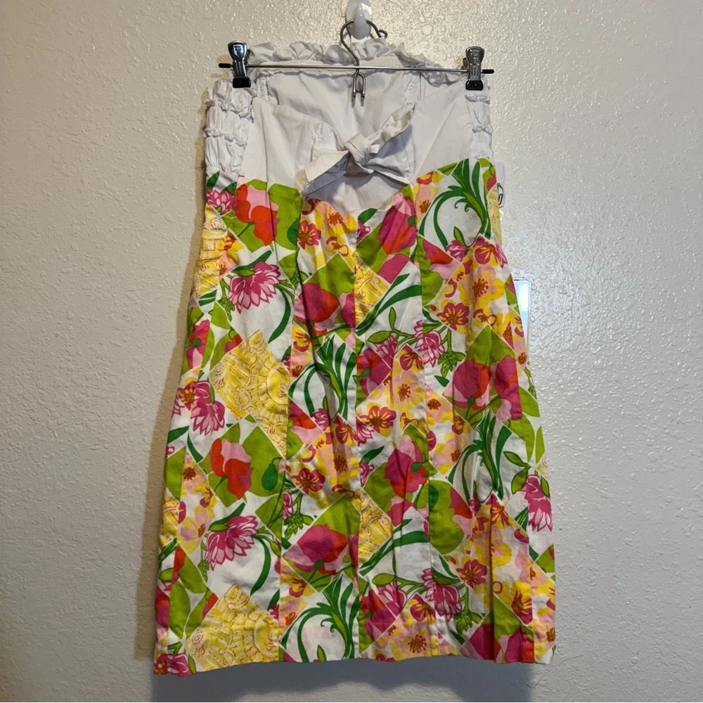 Lilly Pulitzer Franco Fields Forever Floral Tie Keyhole Strapless Dress Size 8 - Picture 4 of 11